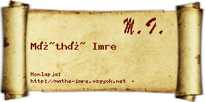 Máthé Imre névjegykártya
